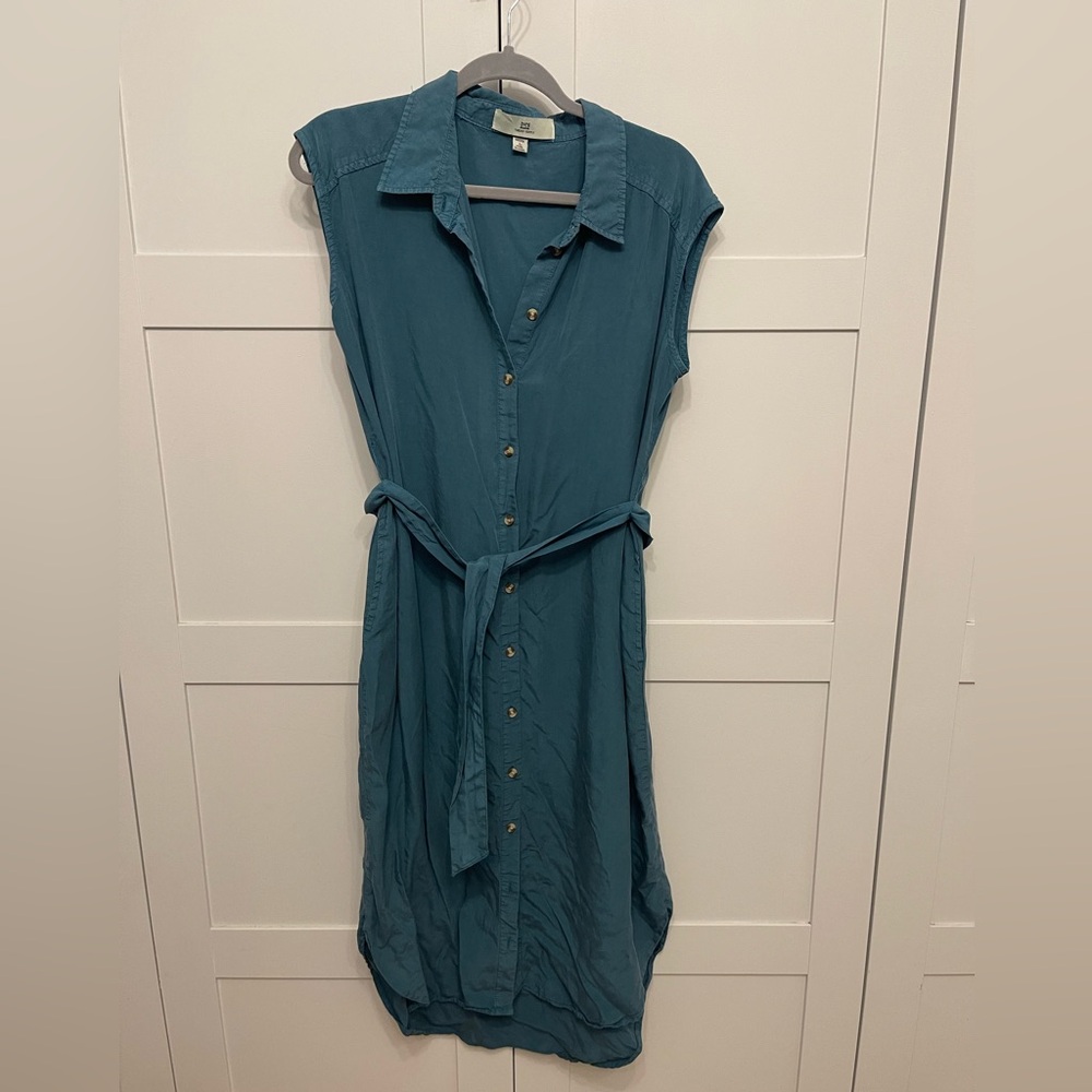 Thread & Supply belted midi button up shirt dress